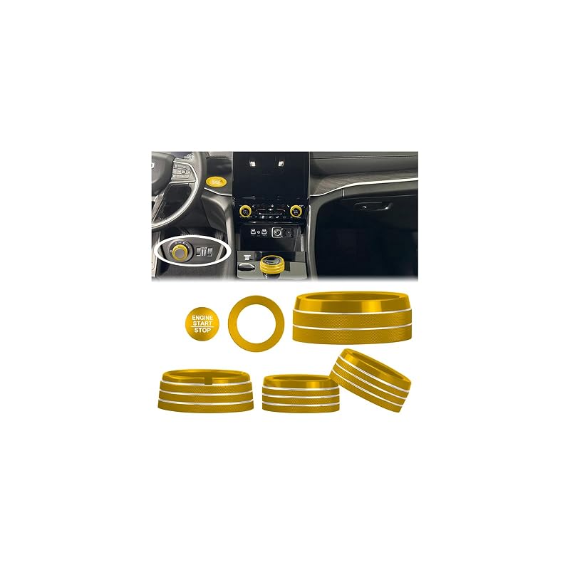 Kit de capas para comandos internos Jeep Grand Cherokee 2022–2025, Grand Cherokee 4xe e Grand Cherokee L, dourado, 6 peças