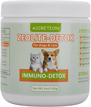 Accretion Natural Zeolite Powder for Dogs & Cats, 5oz, Digestive & Immune Support, Detox Aid, Joint Comfort, Easy-Mix Pet Supplement