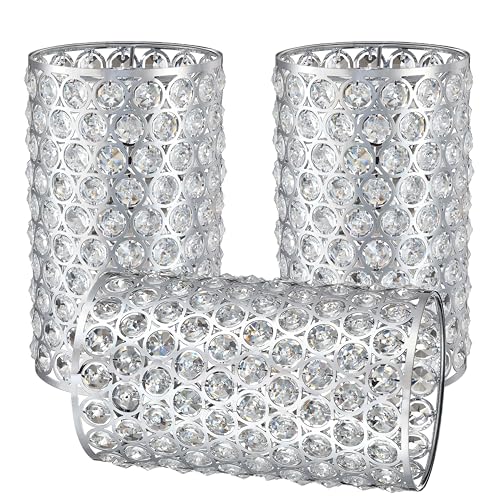 Doraimi Lighting 3 Pack Crystal Replacement Covers Metal Shade Pendant Ceiling Chandelier Wall Sconce Lamp Chrome Fixture