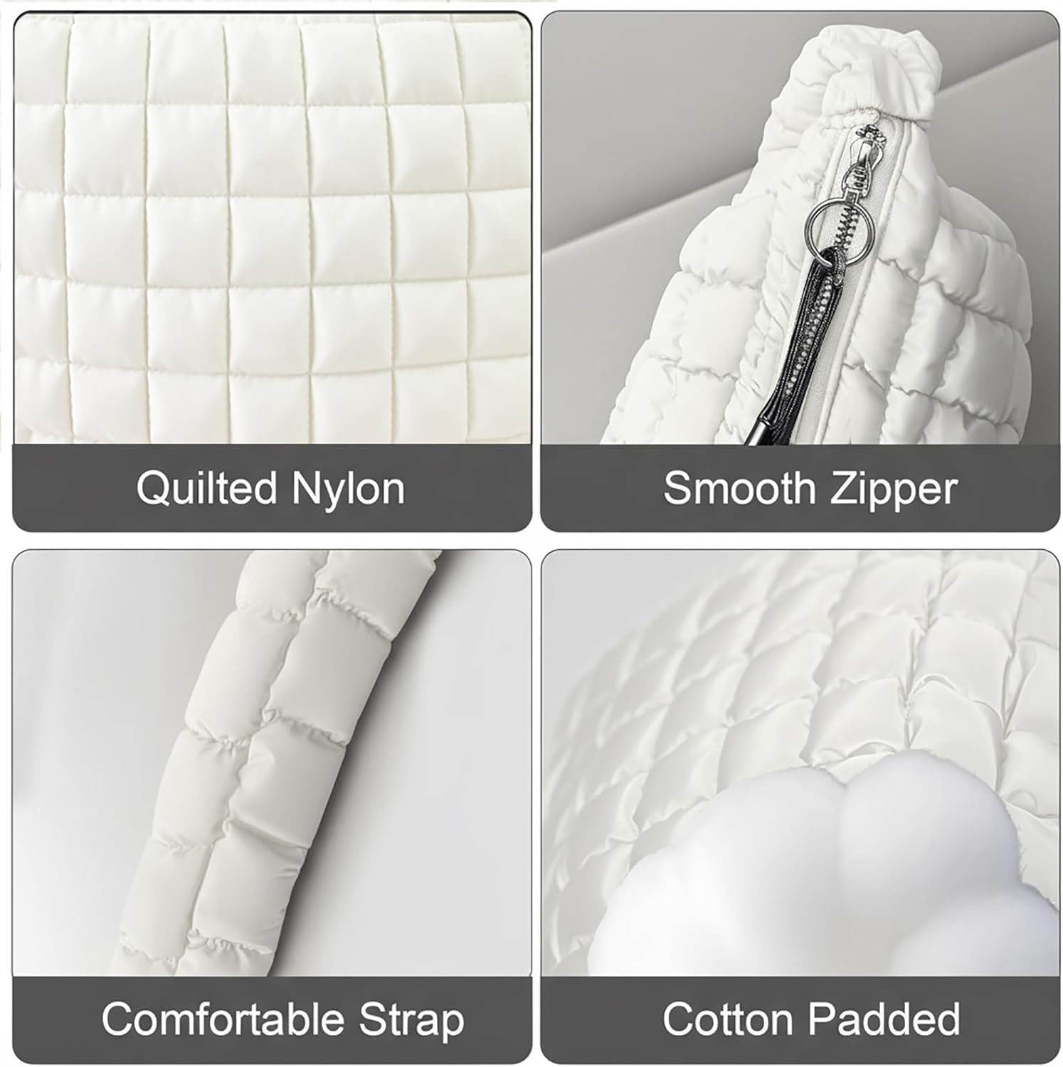 Quilted Puffer Tote Bag for Women, Lightweight Nylon Crossbody Bag Soft Carryall Hobo Puffy Large Shoulder Handbag for Girl - Image 5