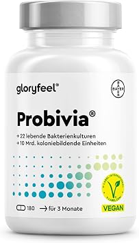gloryfeel probivia probiotics capsules 200 gastro-resistant capsules 18 bacterial strains + inulin with lactobacillus and bifidobacterium laboratory tested production in germany