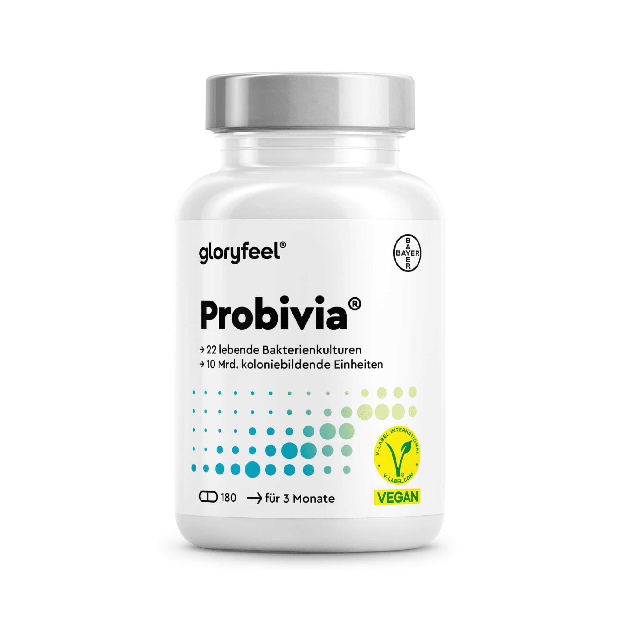 Probivia® Kulturen Komplex 10 Mrd. KBE pro Tagesdosis - 476 Mrd. KBE pro 1g Rohstoff - 22 Bakterienstämme & Inulin - 180 Kapseln - u.a. Lactobacillus, Bifidobacterium