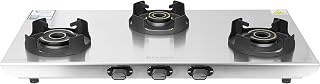 Faber Ember Stainless Steel Cooktop | 3 Brass Burners (Jumbo, Medium & Small |Manual Ignition | Diamond-Coated Pan Support | Cooktop Ember 3BB SS CI (3 Burner)