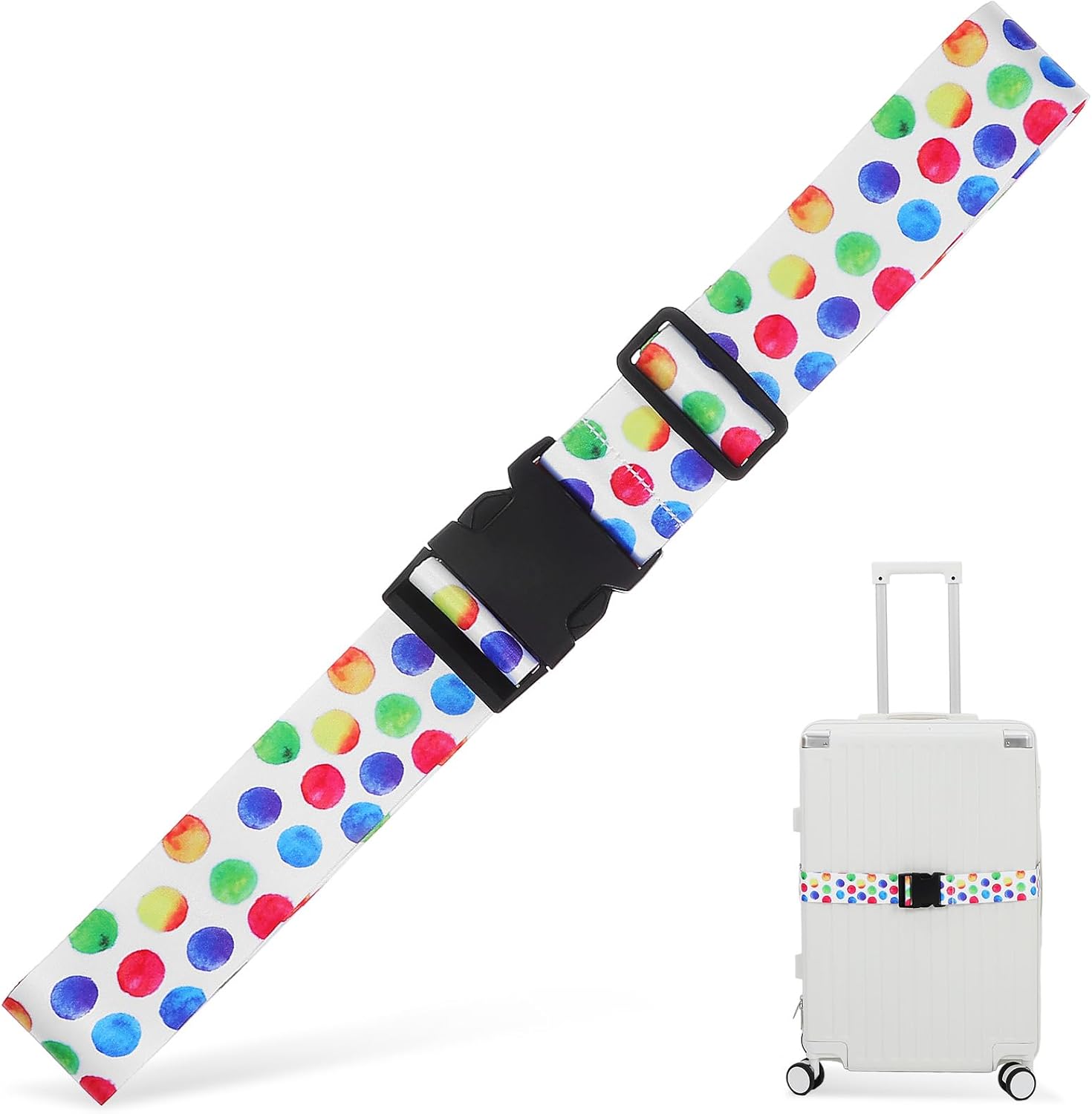 WRITWAA Adjustable Luggage Strap Suitcase Belt Travel Belt for Luggage, Rainbow Luggage Identifier Straps Personalised Luggage Straps for Suitcases, Suitcase Identifier