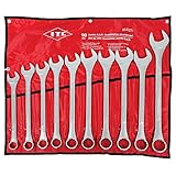 ITC Combination Jumbo Wrench Set - SAE Raised Panel Wrenches with Storage Pouch - 10 Pieces