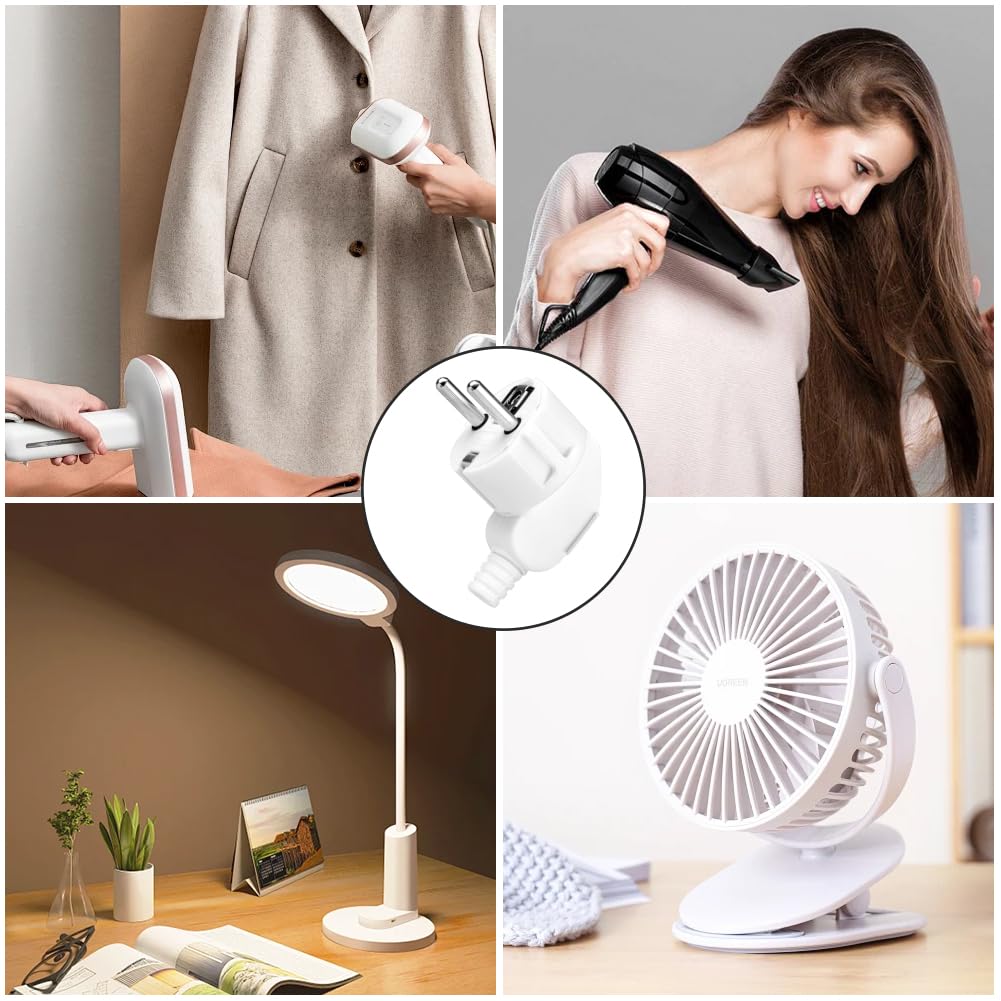AXFEE Wtyczka europejska, 4 szt. wtyk kątowy Schuko, 16 A 250 V do wtyczki złącza przedłużacza europejskiego do kabli 8–10 mm, do małych urządzeń gospodarstwa domowego – biały