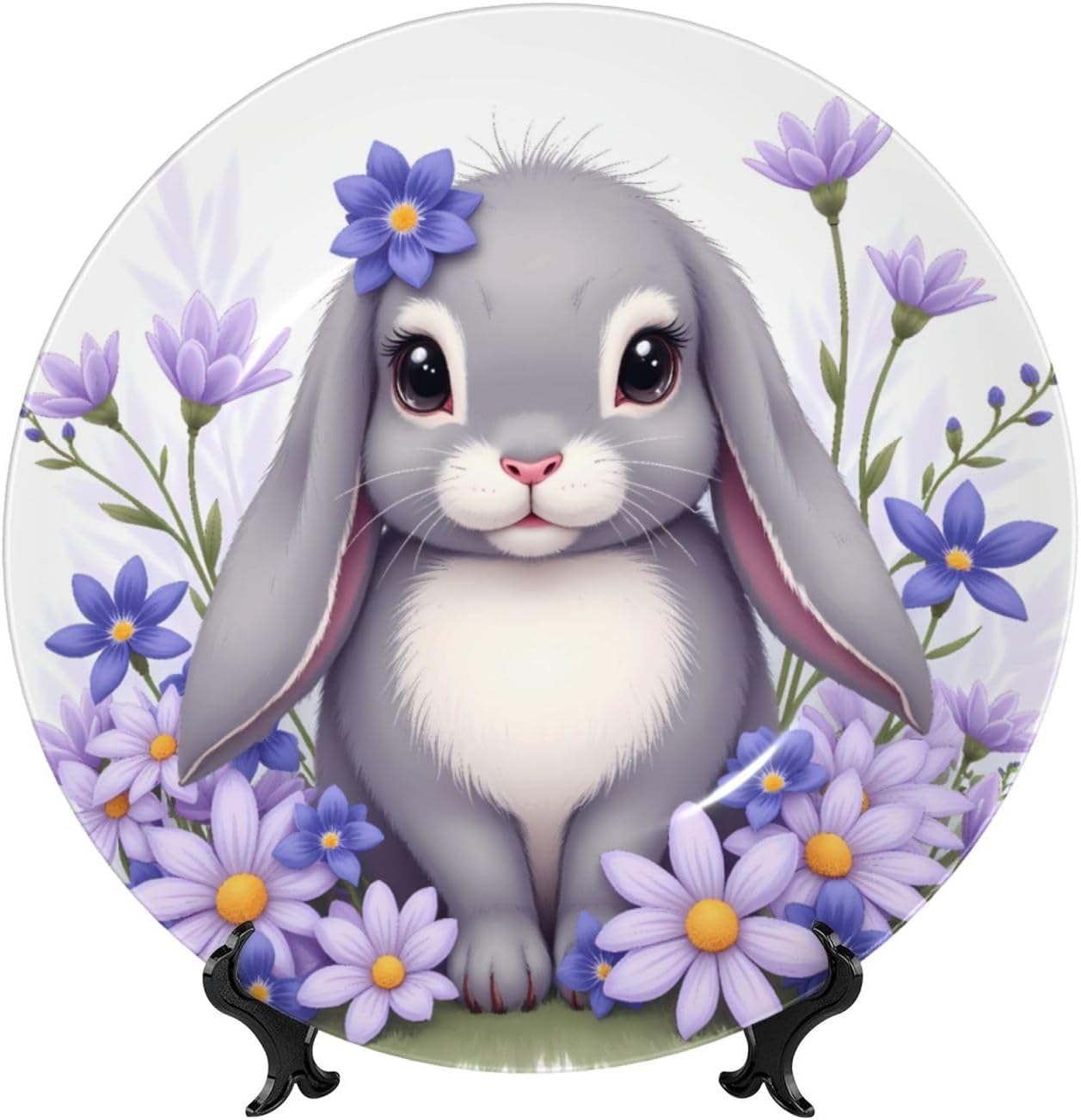 Easter Image Style Ceramic Plate Display Decorative Plate With Stand Wall Hanging Plate For Home Decor 10 Inch