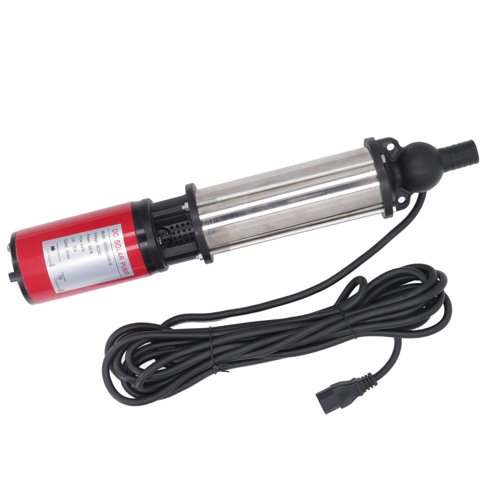 FTVOGUE Bomba de Pozo Profundo CC Bomba de Agua Solar de 24 V 300 W con Motor de Cobre Cuerpo de Acero Inoxidable Flujo de 4 M³ H Elevación de 15 M Salida de 1 Pulgada para Hogares Granjas Vehículos