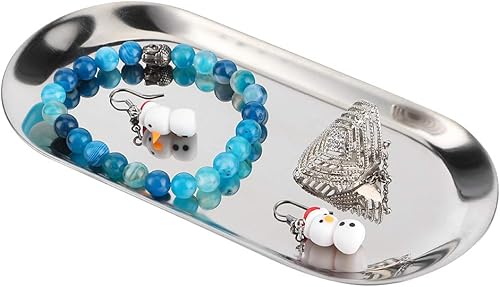 Miniatura 7 de Bandeja de almacenamiento, bandeja de té, bandejas de frutas, organizador de joyas, bandeja decorativa de acero inoxidable, para encimeras de