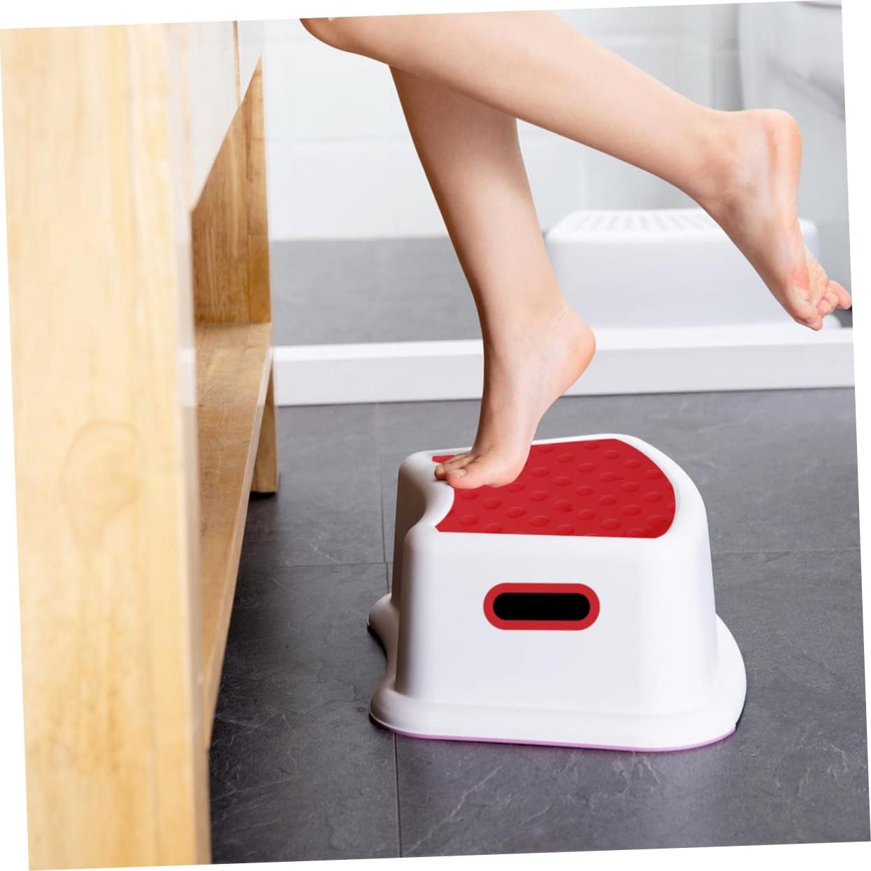 Multifunctional Stool Lightweight Portable Footstool Red Non Slip PP Plastic for Boy Girl Safety and Comfort