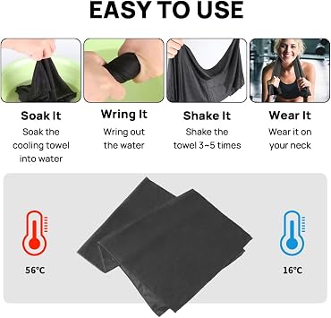JBM Cooling Towel (40x12) with Carabiner Clip | Quick dry ice towel for neck and face, breathable soft microfiber towel for sports, camping, beach and outdoor activities