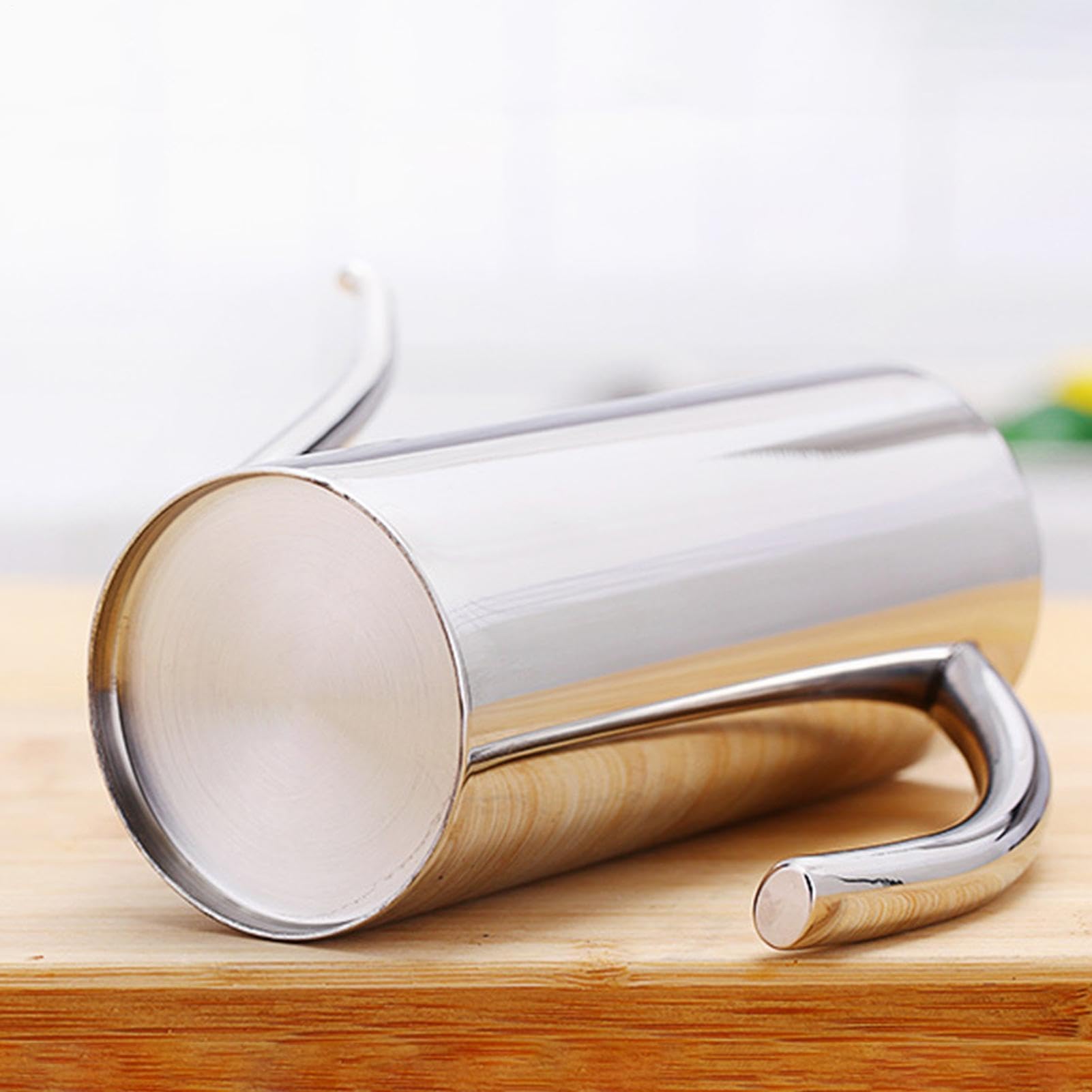 Bottiglia dispenser per olio, 500 ml, in acciaio inox, con manico, a prova di perdite, per olio d'oliva e aceto, per cucinare, grigliare, preparare i pasti, cucina, barbecue