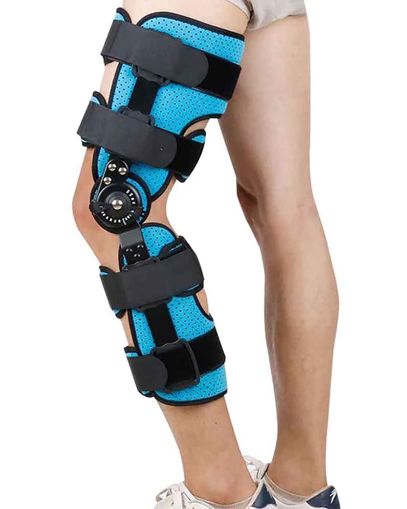 Ortesi del ginocchio Regolabile Staffa di fissaggio dell'articolazione del ginocchio articolata Stabilizzatore per gambe in lega di alluminio Dispositivo di allenamento per il recupero di infortuni