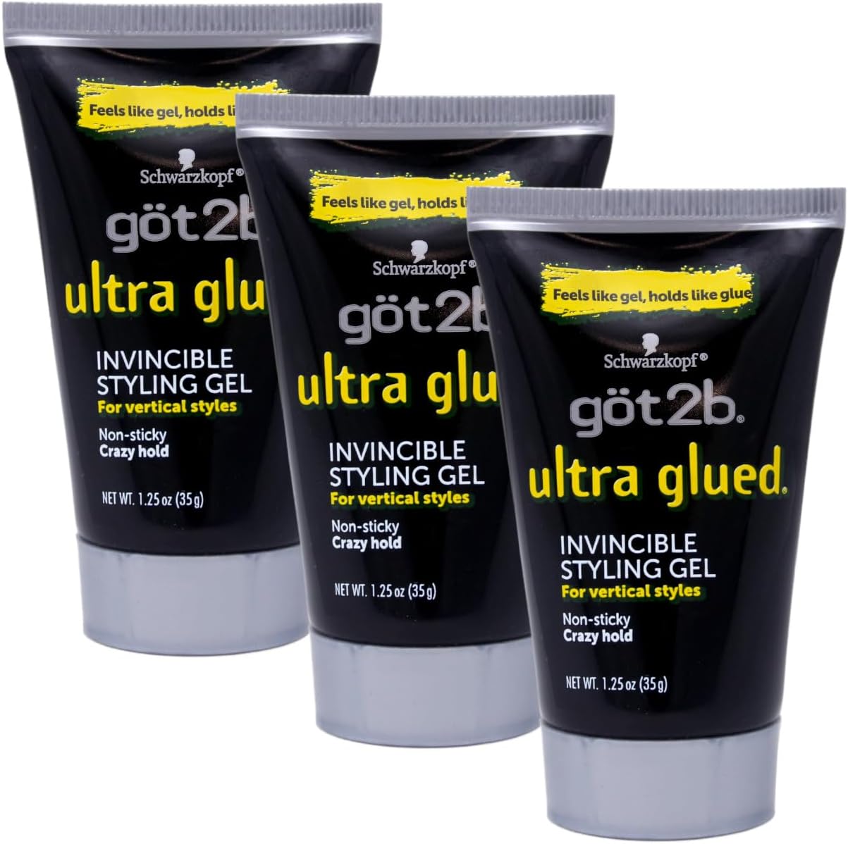 (3Pack) [GOT 2B] ULTRA GLUED INVINCIBLE STYLING GEL 1.25OZ