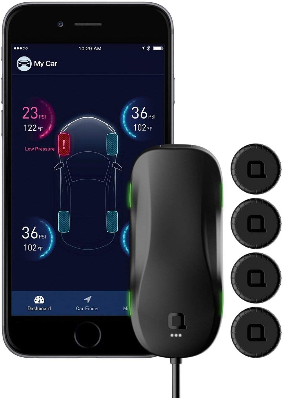 Nonda Zus AccurateTemp® Smart Tire Safety Monitor, Tpms with APP, Slow Leak Detection, Real Time Pressure & Temperature Alerts, Tire Pressure Monitoring System with 4 Upgraded External Cap Sensors