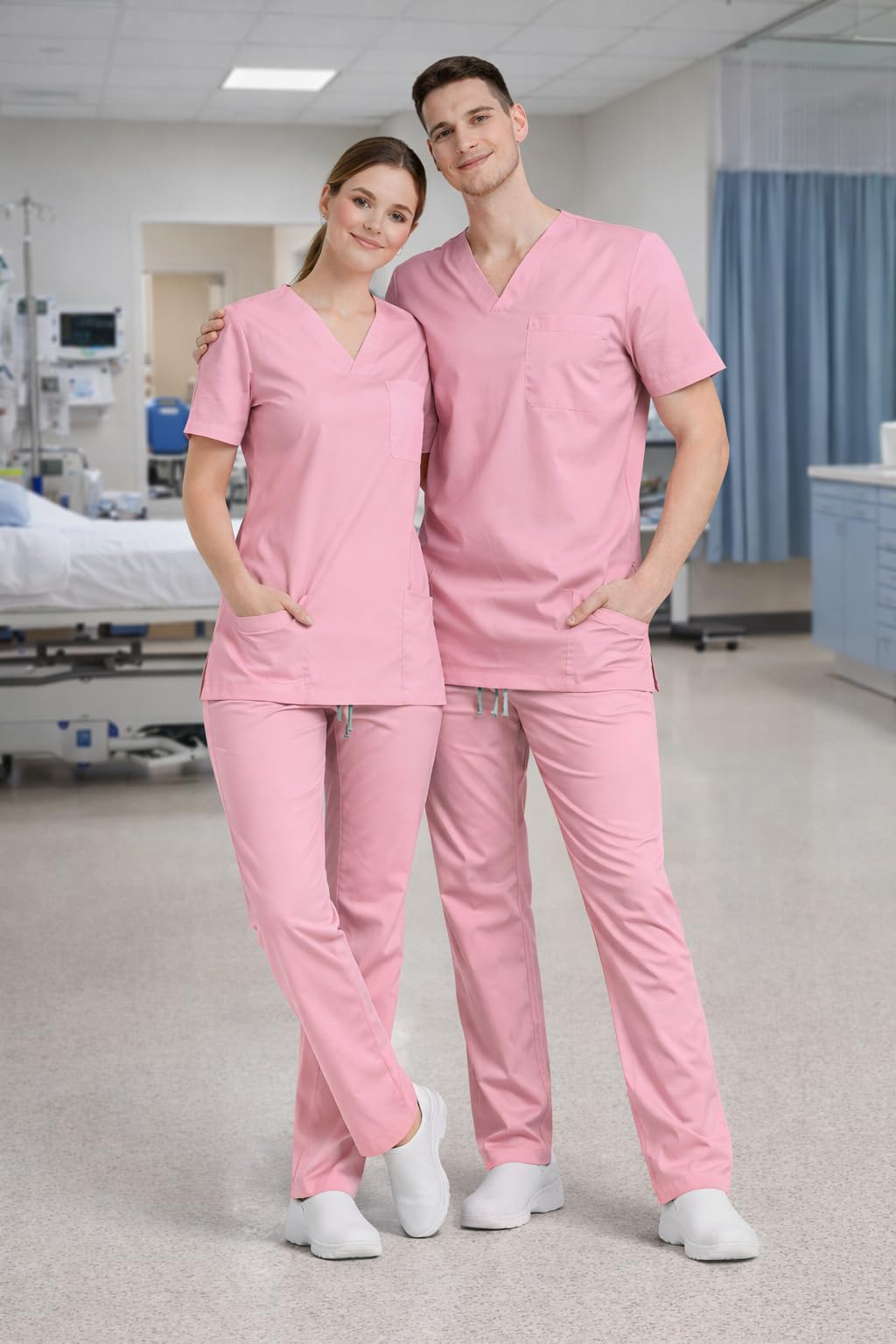OSSCMPT- Divisa Sanitaria Premium Unisex – Completo Medico con Casacca e Pantalone in Cotone Stretch