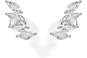 14K Gold Plated Sterling Silver Post Navette CZ Crawler