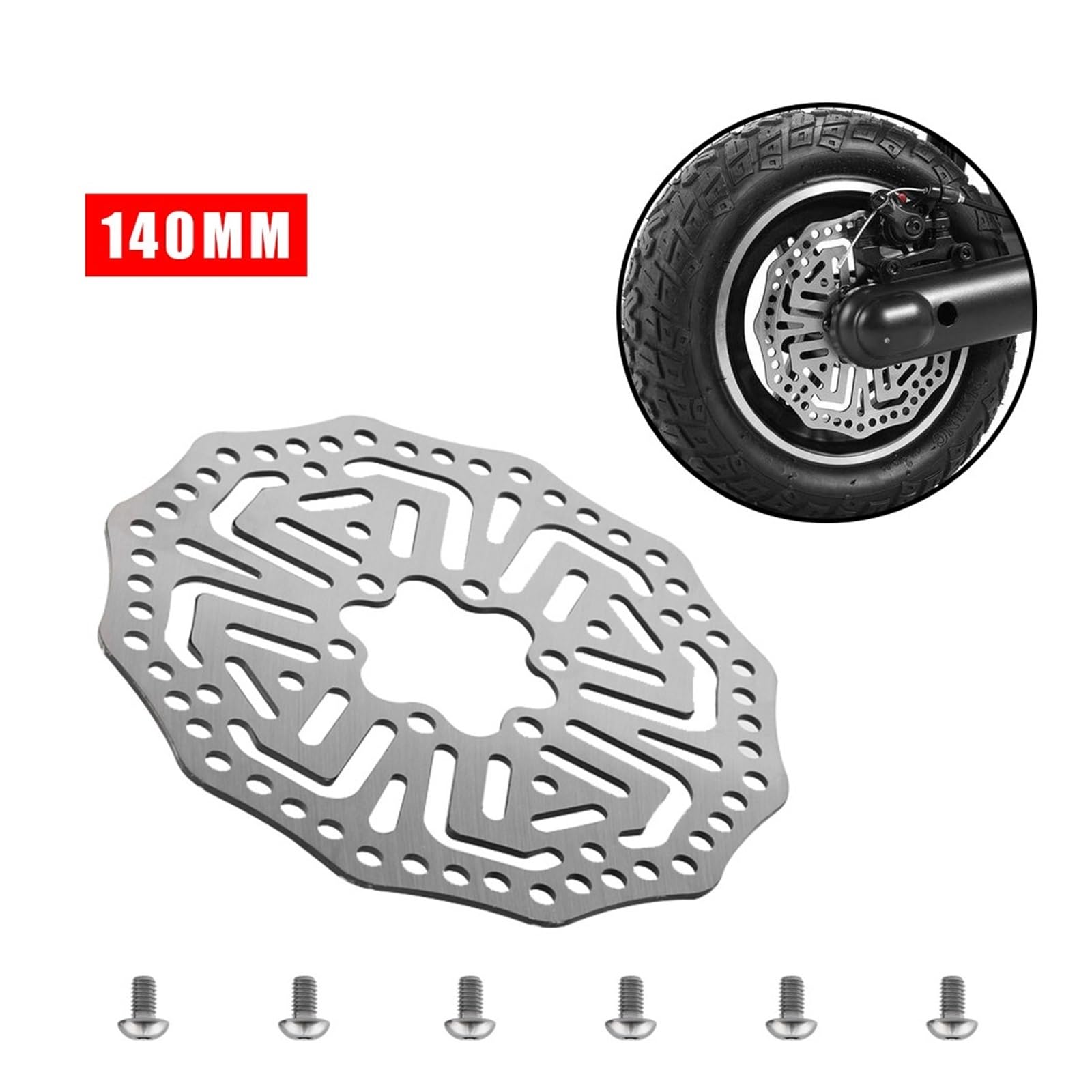 Disque De Frein 140mm Pour Trottinette Électrique KUGOO M4/M4 Pro, Ninebot F20/F30/F40 - Acier Inoxydable, 6 Trou