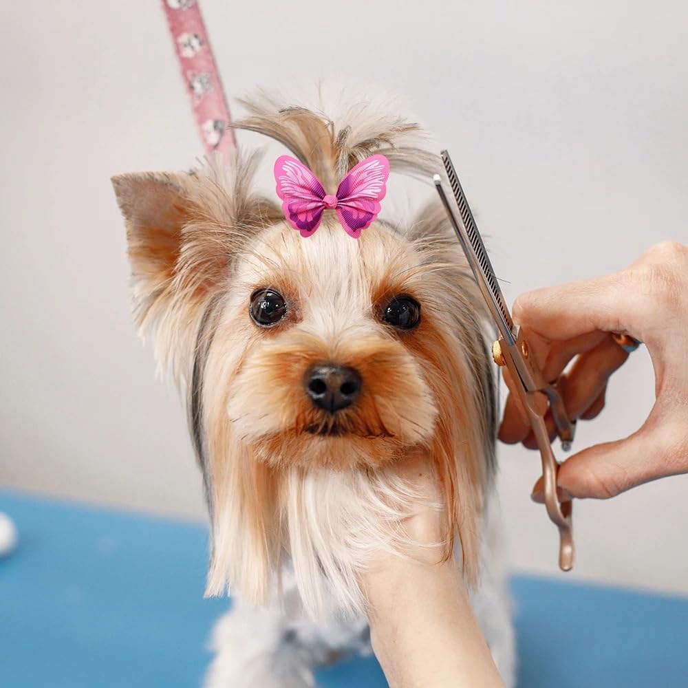 50/100Pcs Dog Hair Accessories Cute Butterfly Cat Dog Hair Bows with Rubber Bands Dog Grooming Topknot Bows for Small Pets (Color : Mix Colors, Size : 100pcs)