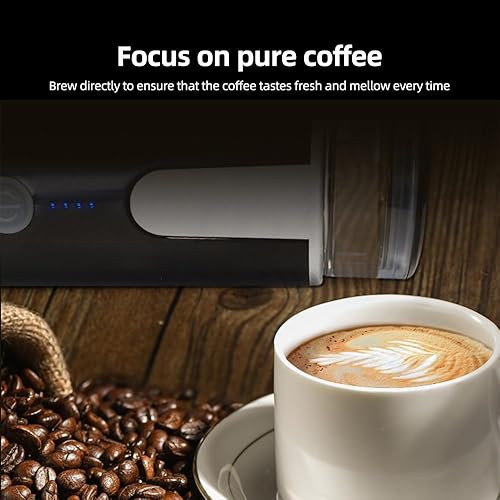 Miniatura 4 de Decdeal Cafeteras eléctricas de café expreso, mini cafetera de una sola porción de 6 onzas con taza, preparación automática para camping, viajes,