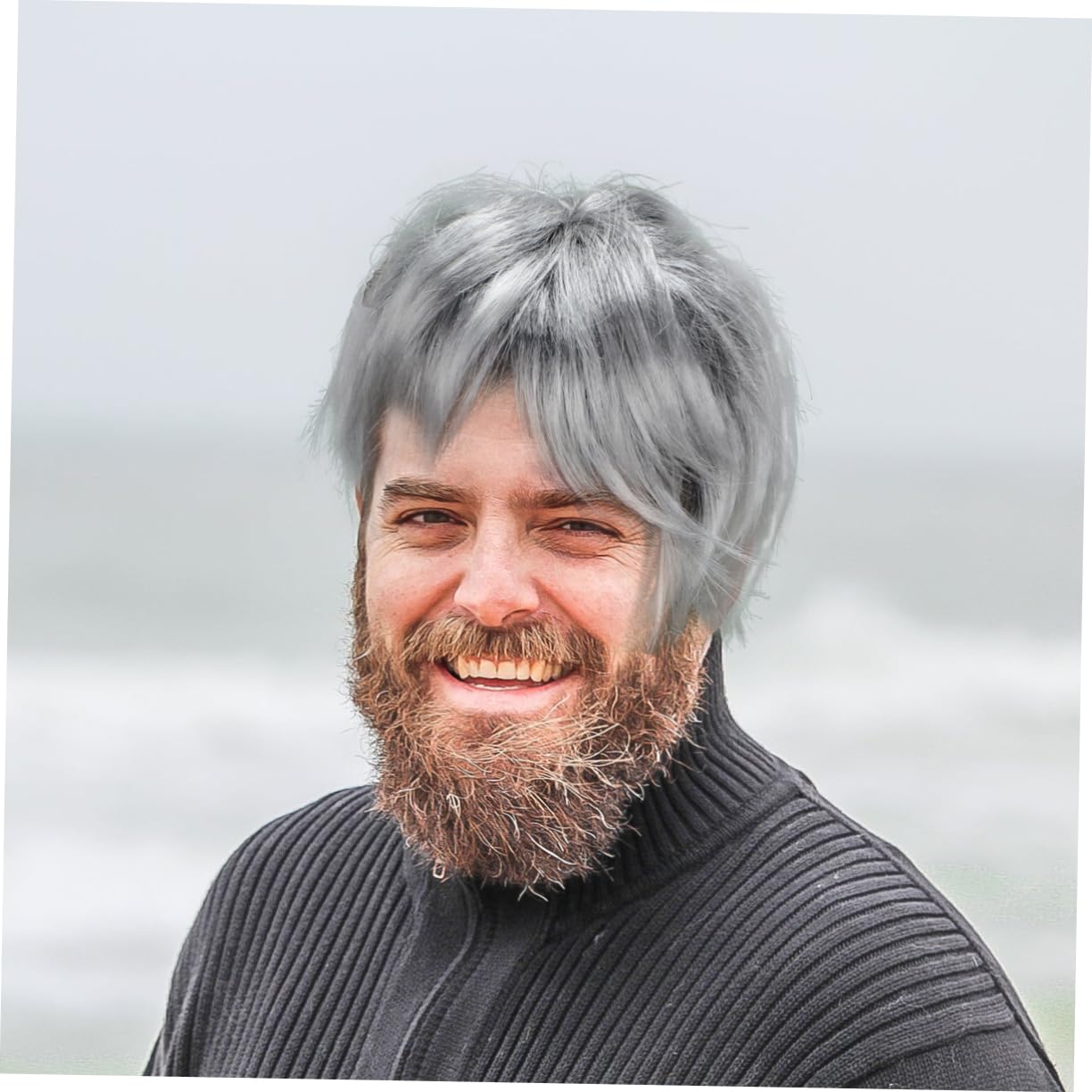 GALPADA 3stücke Grey Grandpa Wig Mit Schnauzbart Lustige Cosplay Perücke Für Karneval Halloween Kostümpartys Natürlicher Look Weich Und Bequem Für Großvater Kostüm Und Rollenspiele