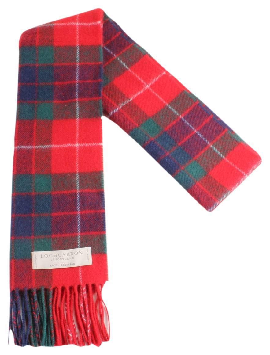 Lochcarron Of Scotland Men's Red Fraser (Red) Long Tartan Scarf - Premium Quality, Brushed Lambswool. Available In Selection Of Tartans