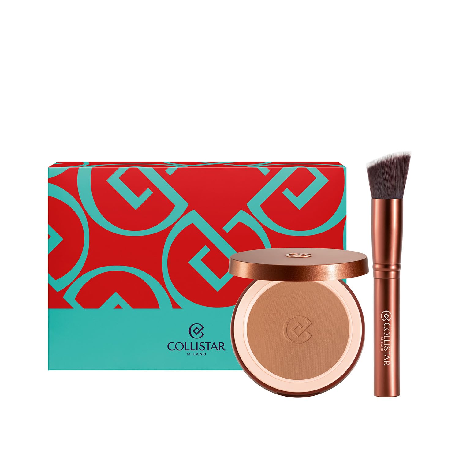 Collistar Cofanetto Regalo Make-Up Donna, Terra Polvere Abbronzante Effetto Seta 4.4 Hawaii Matte 10g, Pennello a Goccia