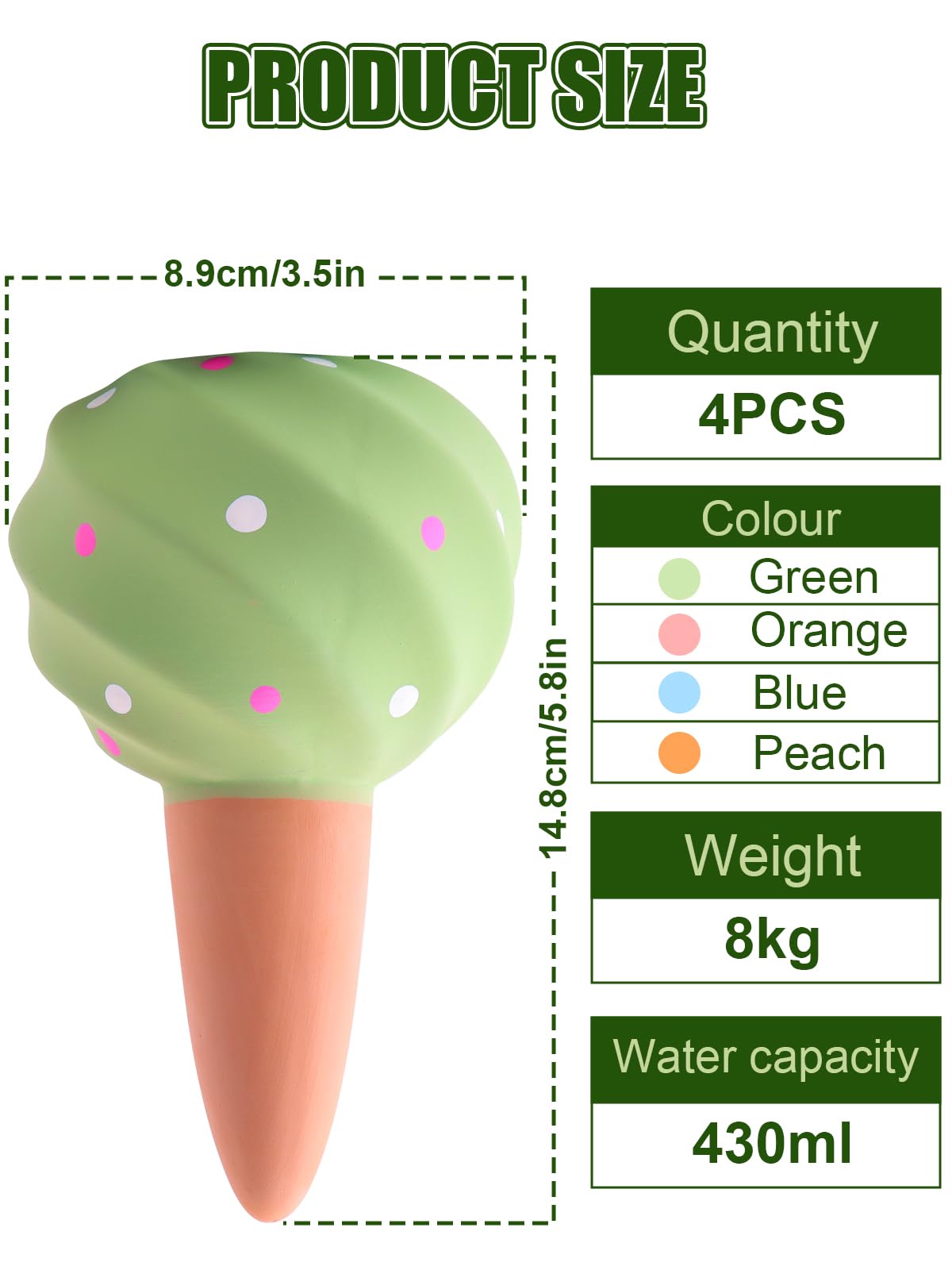 TOROKOM Irrigation Goutte à Goutte Kit, 4 Pcs Grands Globes d'arrosage pour Plantes, Pointes d'arrosage Systèmes D'irrigation Automatique pour Plantes Jardin, Intérieur, Extérieur(4 Couleurs)