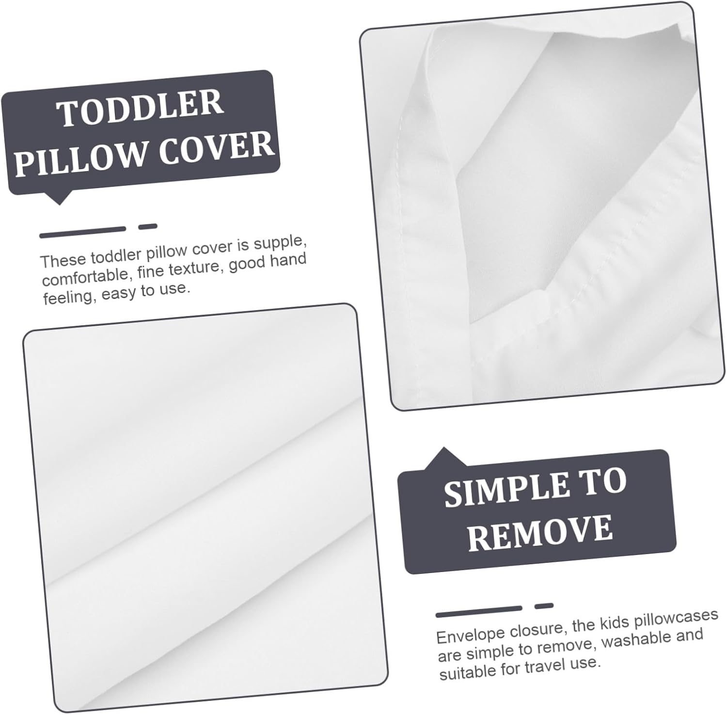 Alipis 2pcs Boy Girl Pillow Cases Boy Girl's Pillow Covers Easy Closure Fine Material Portable White