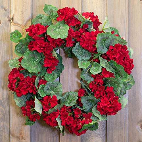 Raz Imports Red Geranium Wreath - 22 Inch #TOP1