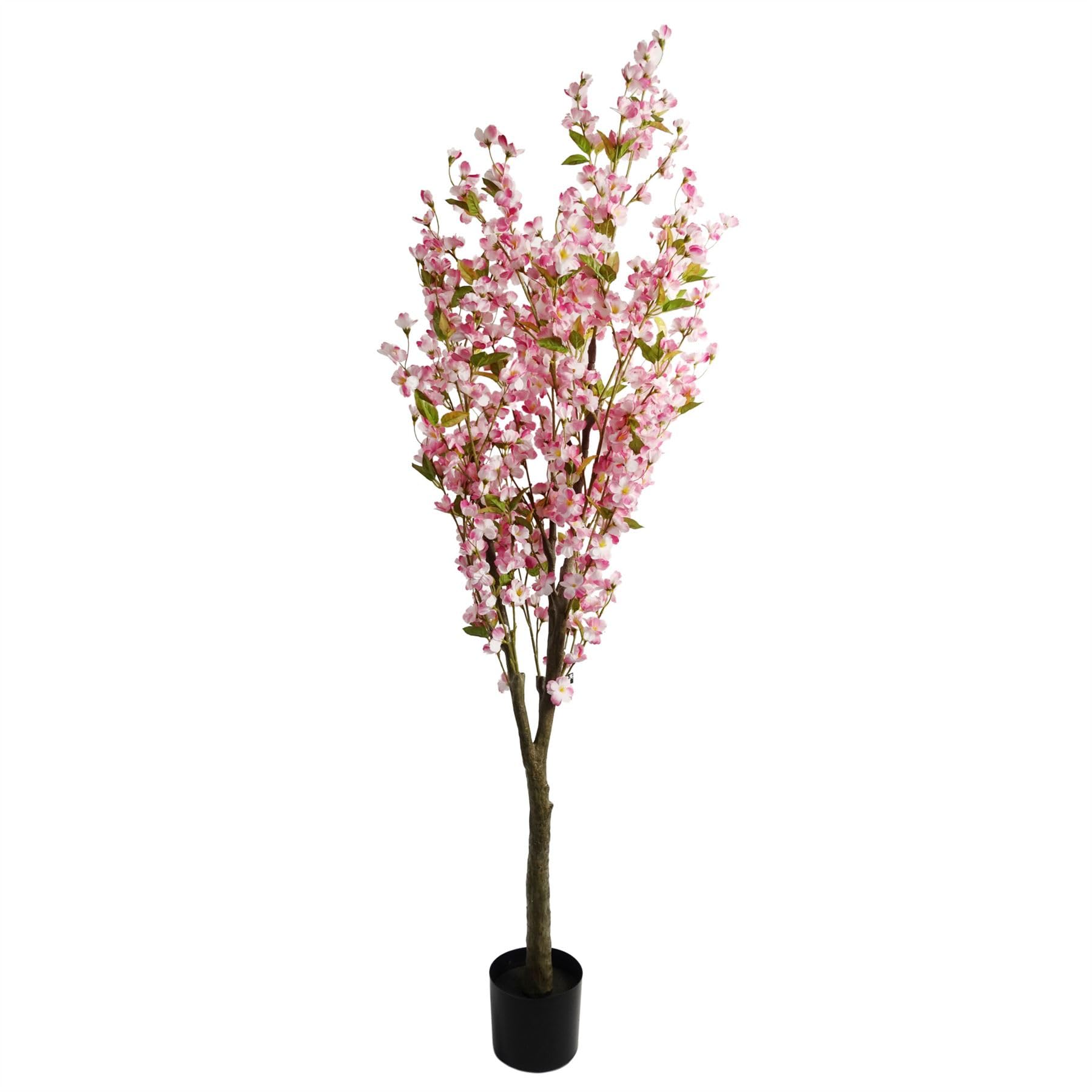 Leaf 180cm Artificial Pink Cherry Blossom Tree - Realistic Plastic Plant for Home & Office