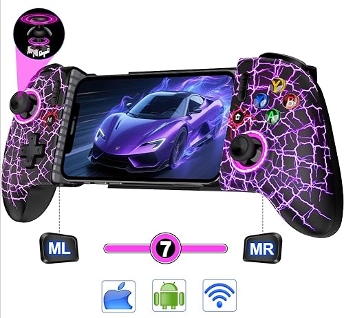 Anti-Drift & Fast-ConnectWireless Gaming Controller for iPhoneAndroid, Hall Joystick&Trigger Bluetooth Phone Controller, Handheld Game Console