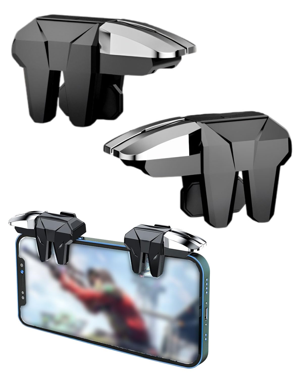 Controller di gioco mobile con grilletti a 4 pulsanti Joystick L1R1 L2R2 per PUBG COD,Compatibile con smartphone Android iPhone,Precisione migliorata e protezione del telefono