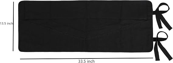 Denifiter Tool Bag, Heavy Duty Waxed Canvas Wrench Tool Roll Up Pouch, Multi-Purpose Small Hand Tools Organizer Holder with 24 Pockets (Black)