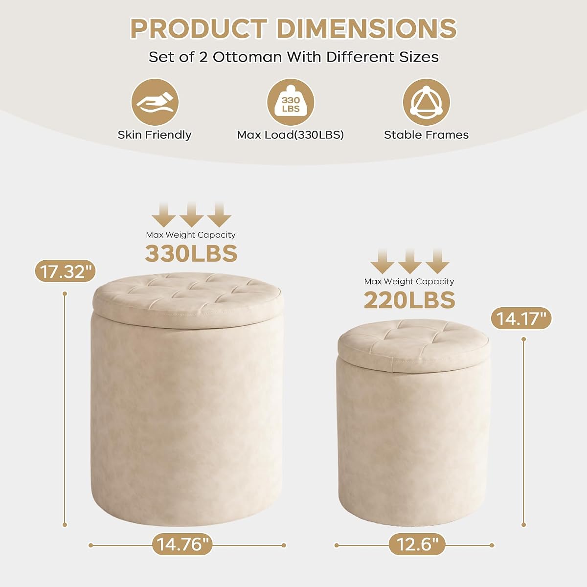 Convenience Concepts Designs4Comfort Round Storage Ottoman 19.75" - Versatile Contemporary Foot Stool for Living Room, Espresso view 2