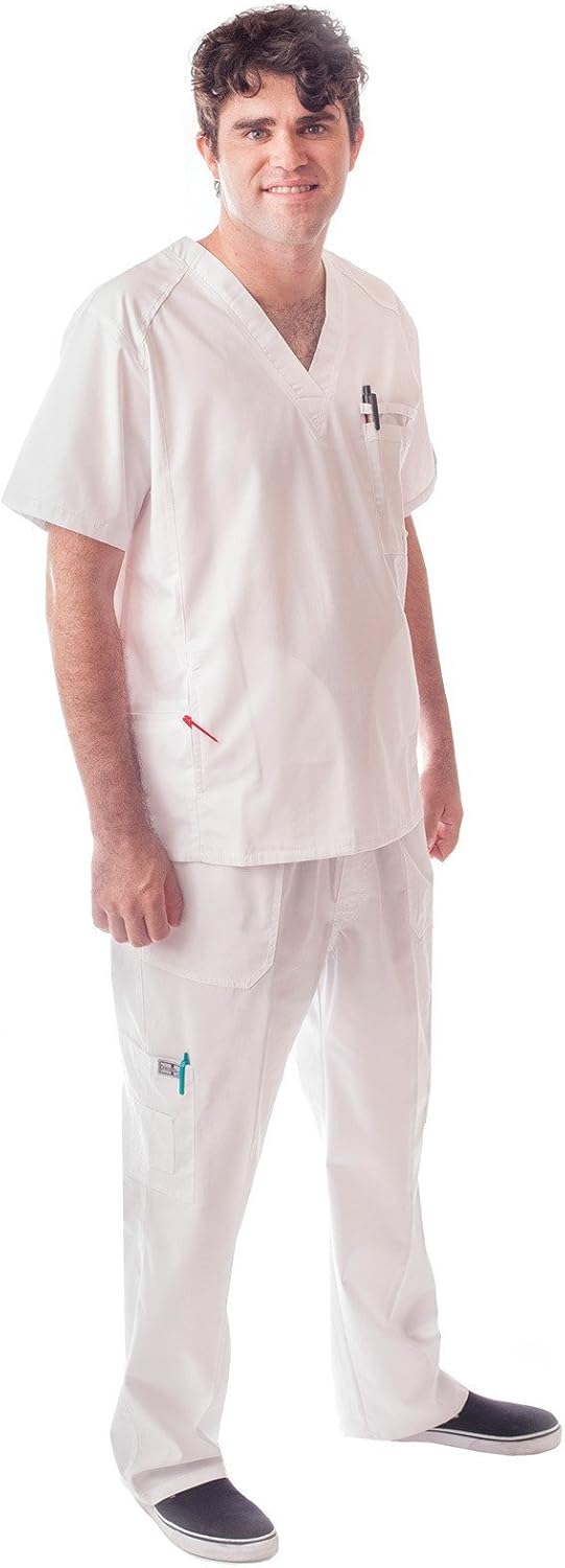 Dress A Med Mens Multi Pocket Utility Scrubs 2 Piece Set