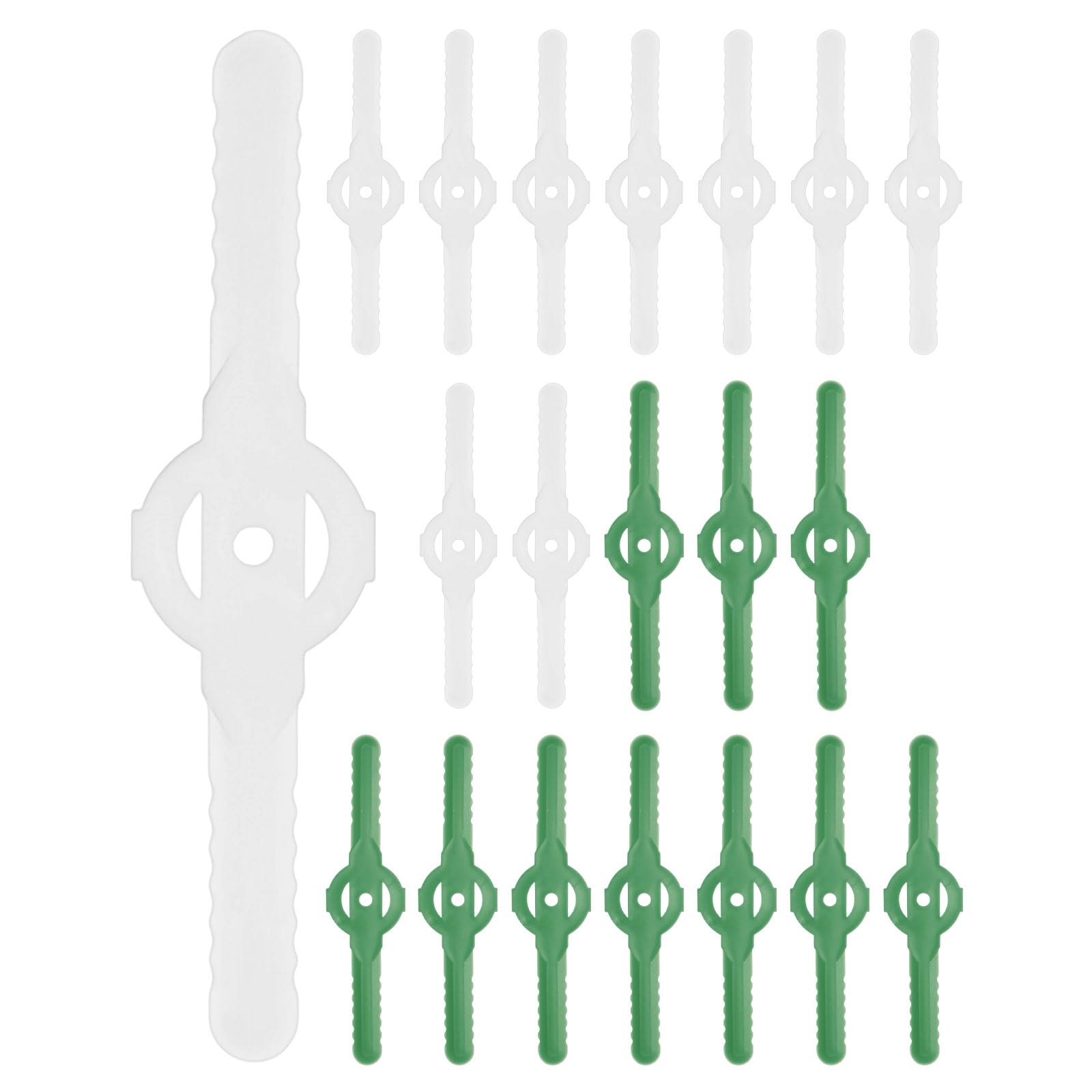 M METERXITY 20-Pack String Trimmer Head Blades Replace, Plastic Cutter Replacement Lawn Mower Weed Blades Accessories for Cordless Grass Trimmer Parts [Green, White]