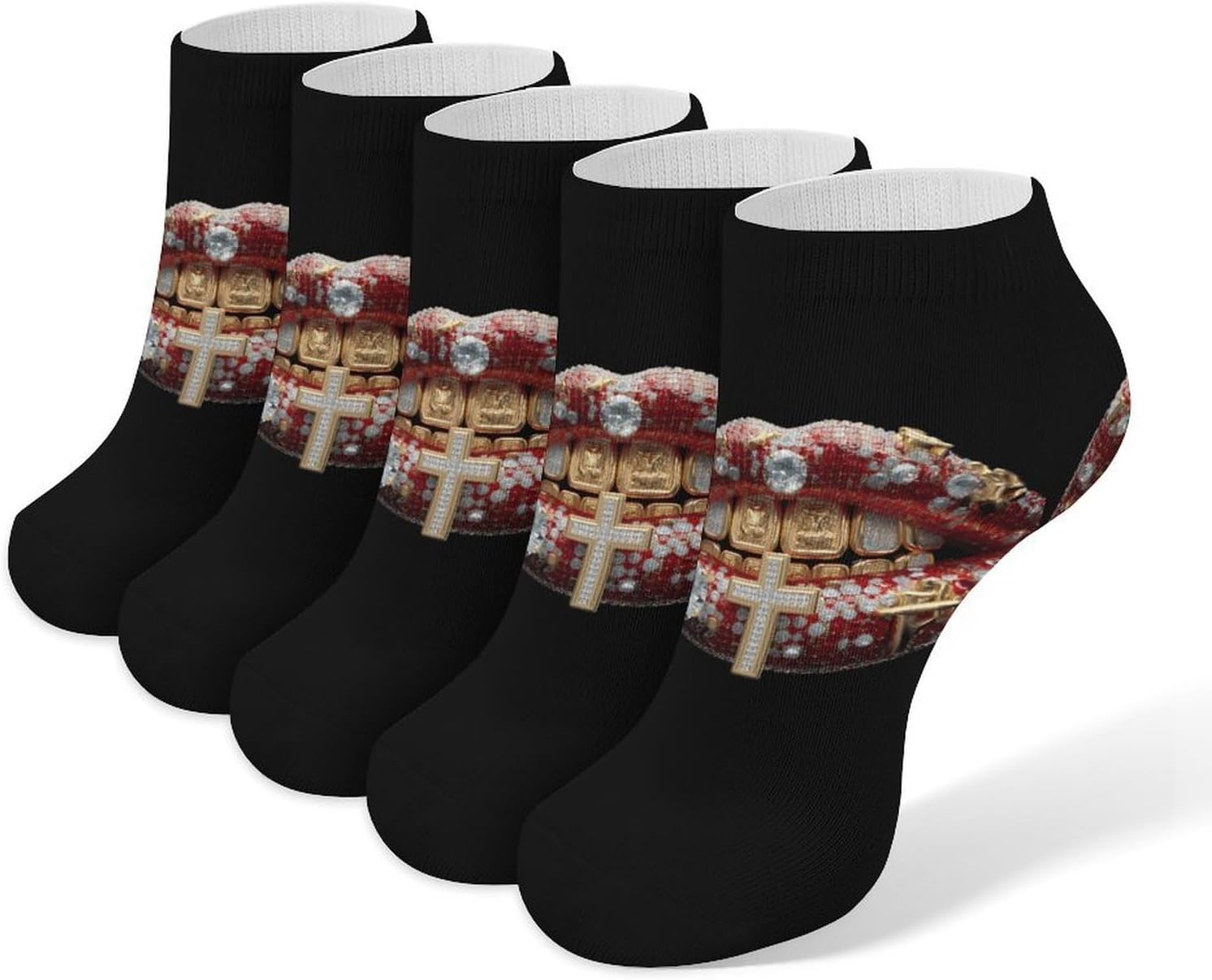Lip Prints Socks for Men Women 5 Pairs Ankle Socks