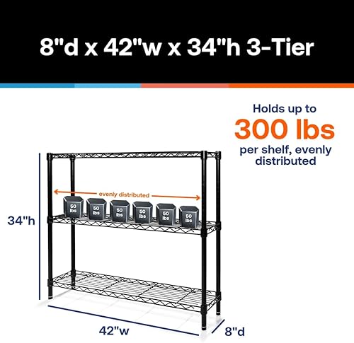 Miniatura 5 de Shelving Inc. Estantería de alambre industrial de 4 niveles, 12 pulgadas de profundidad x 48 pulgadas de ancho x 34 pulgadas de alto, acabado epoxi