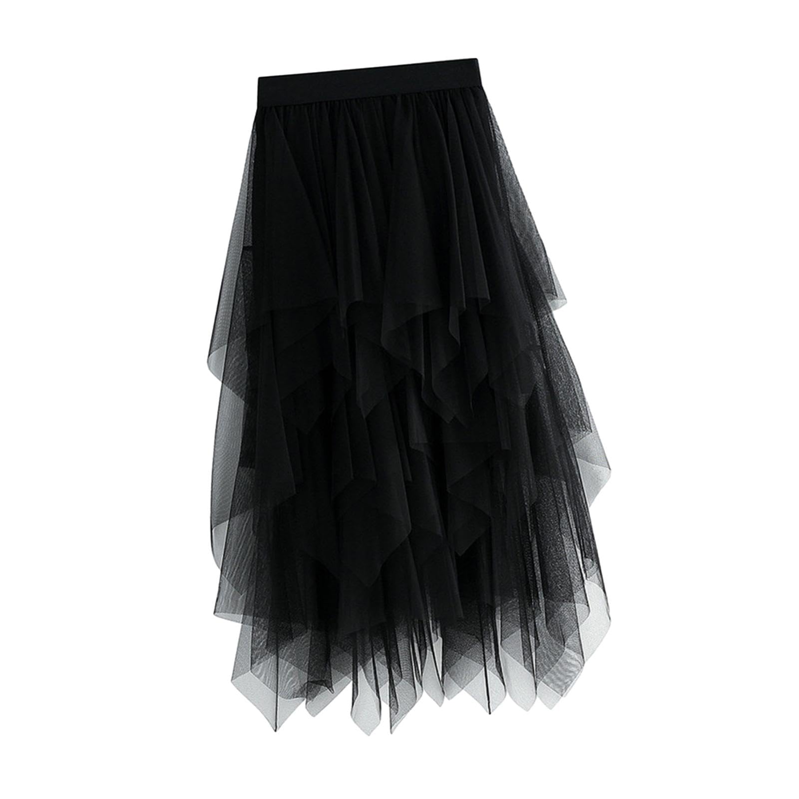 Women's Tulle Skirt A Line Layered Skirt Dress for Formal Wedding Daily Wear Black-image-35