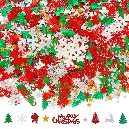 Image of FOIMAS 7200pcs Christmas Confetti,Snowflake Santa Claus Metallic Foil Sequins Glitter Table Scatters for Party Decoration