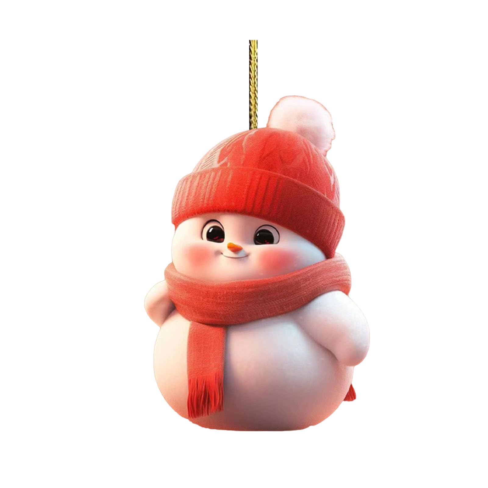 Christmas Ornament 2D Cartoon Snowman Shape Hanging Decoration with Lanyard Festive Atmosphere Christmas Decor for Tree C