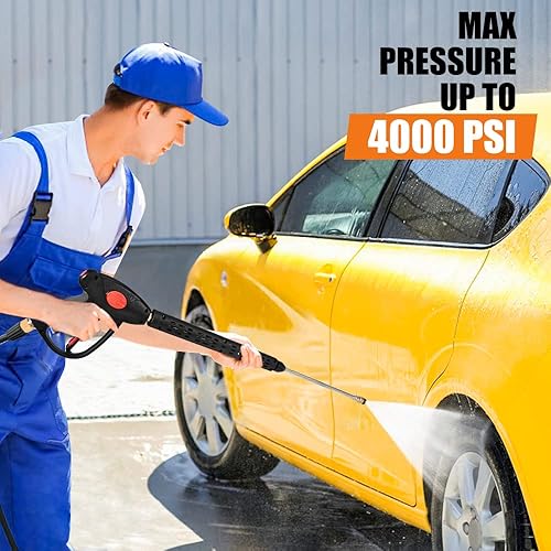 Miniatura 2 de Pistola de lavado a presión con varilla de extensión de repuesto 4000 PSI Pistola de lavado de alta potencia de 41 pulgadas de longitud ajustable