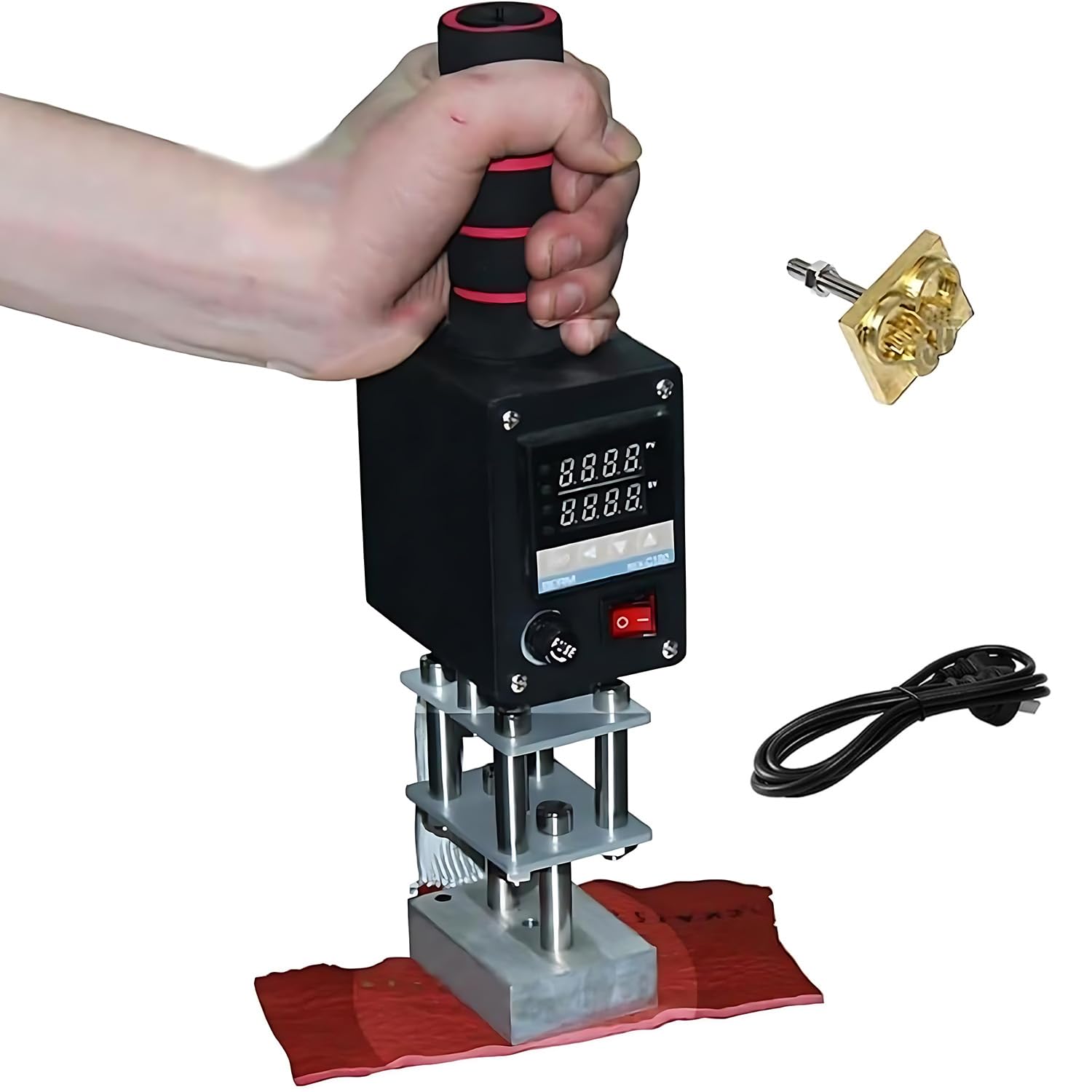 BOOZXCV Handheld Hot Foil Stamping Machine - Leather Embossing Tool with Adjustable 0-400℃ Temperature Control - Ideal for Wood Stamp, Paper Press, and Craft Projects