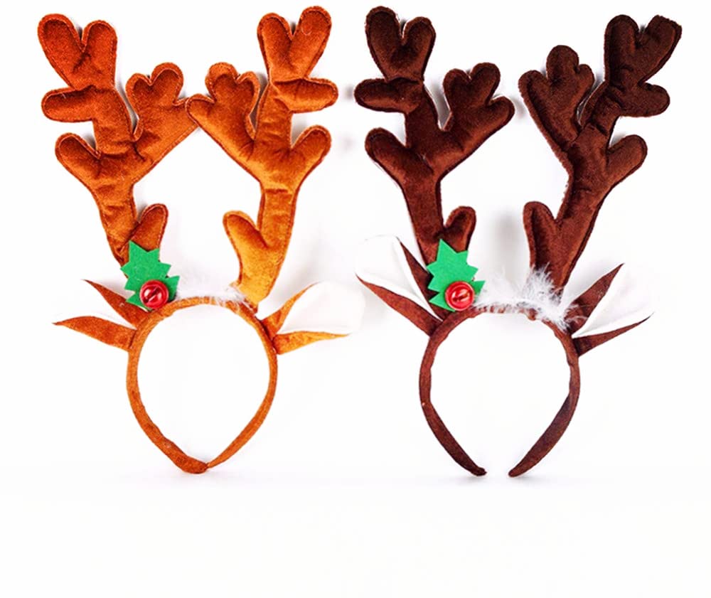 BJ-SHOP Reindeer Antlers Headband,Christmas Headband 2 Pack Cosplay Hair Band Party Props Headbands
