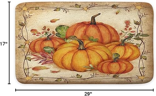 Miniatura 3 de Boziqr Tapete de baño de otoño, alfombra de baño de calabaza de cosecha de granja, Acción de Gracias, Halloween, decoración rústica, alfombras de