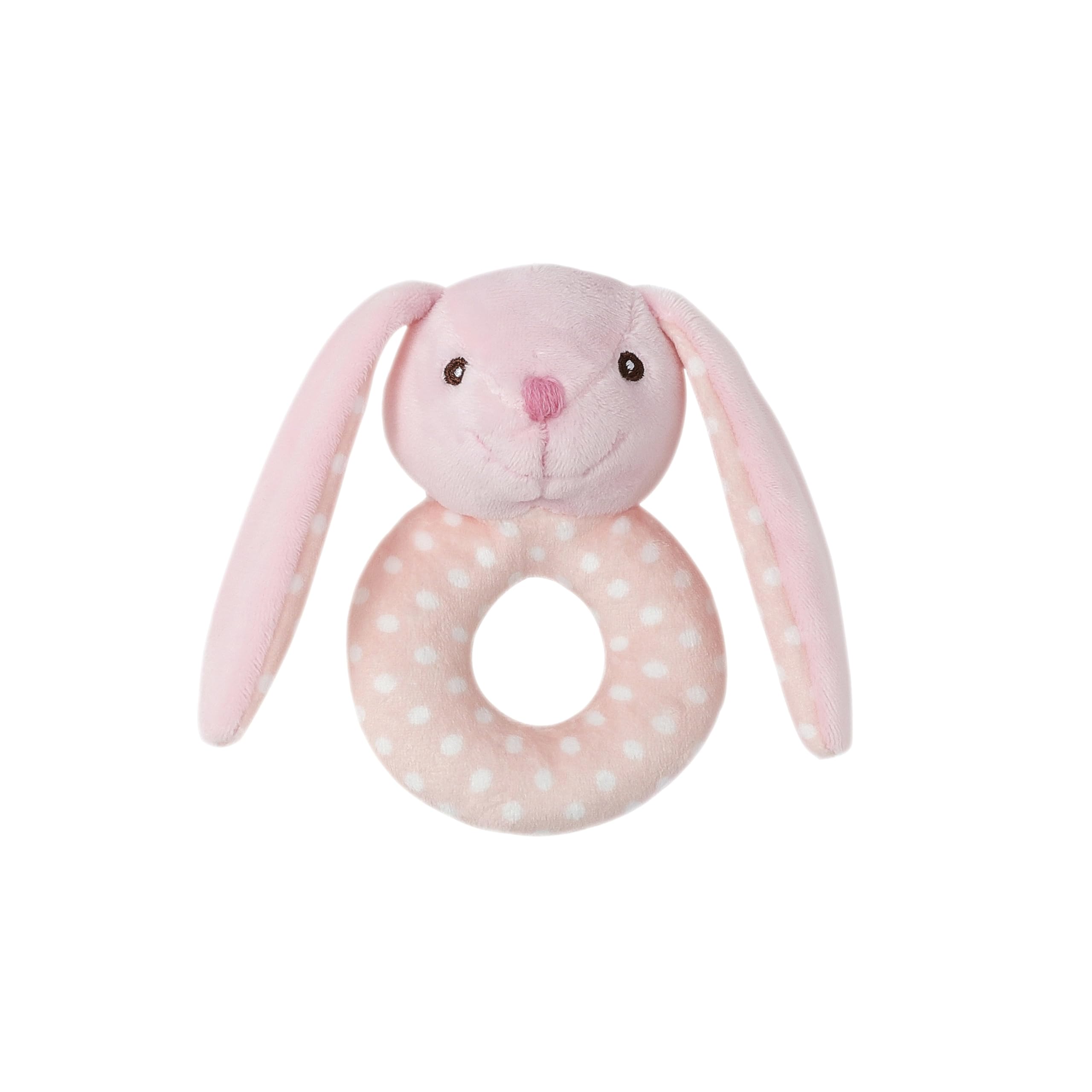 CREVENT Cozy Plush Baby Loveys for Baby Girls Boys, Stuffed Animal Ring Rattle Shaker Toy for Newborns (Ring Bunny)