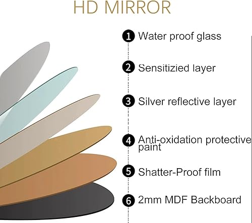 Miniatura 10 de Suwopmvy Espejo redondo, espejo redondo de baño, espejo de baño con marco de metal dorado, espejo de baño montado en la pared, espejos de maquillaje