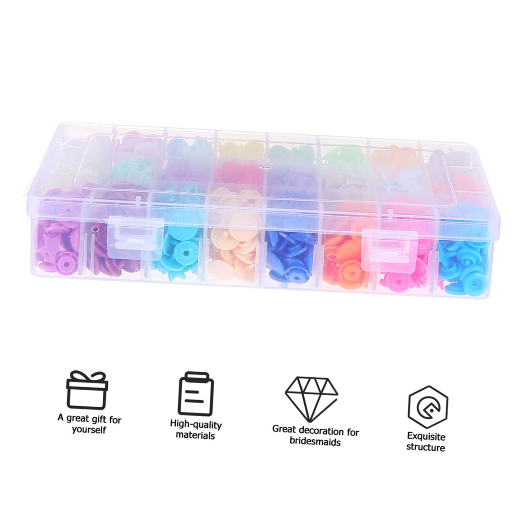 Holibanna Botones de Presión de Plástico en Caja 360 Sets, Broches de Presión Fáciles de Usar para Ropa y Pañales, Ideales para Manualidades y Uso Profesional