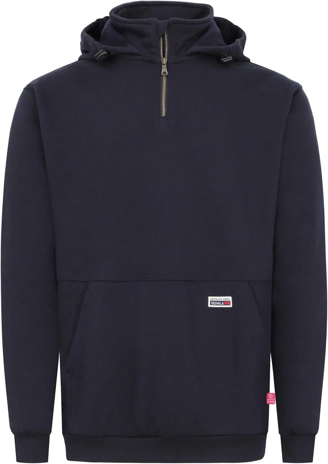TICOMELA FR Hoodie Flame Resistant Hooded Sweatshirt Quarter Zip 12oz 100% Cotton Pullover Workwear for Men
